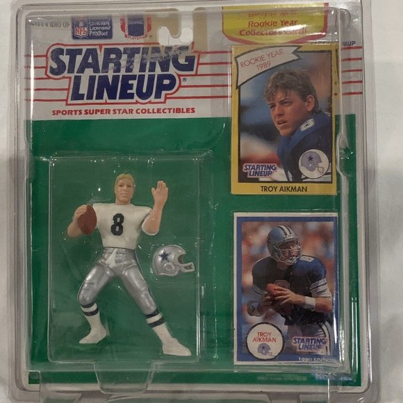 1990 TROY AIKMAN Starting Lineup ROOKIE SLU DALLAS COWBOYS w/ PROTECTIVE CASE! - Picture 1 of 7